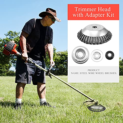 Viabrico Steel Wire Cutter Trimmer Head, 8 inch Steel Trimmer with 4pcs ataptor kit, for Grass