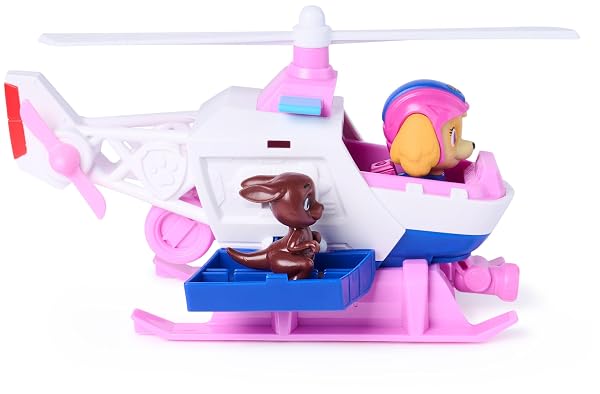 PAW PATROL – SEARCH & RESCUE: SKYES RESCUE HELICOPTER, VEHICLE WITH PULL BACK MOTOR, APPROX. 15 CM, INCLUDES DOG FIGURE AND KANGAROO, DETAILED DESIGN FROM THE SERIES, TOYS FROM 3 YEARS