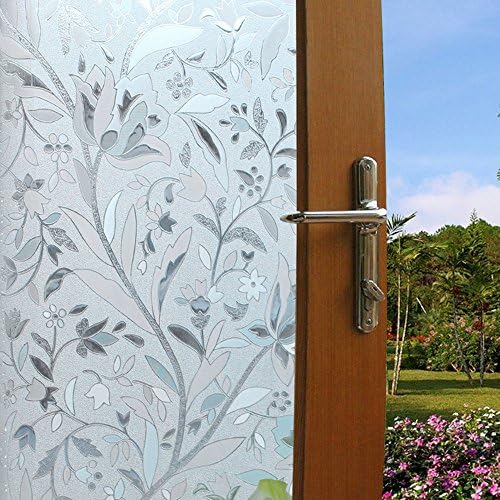 Coavas Static Cling Window Film, Decorate with Flowers,Apply to Any Smooth Glass Surface (17.7-by-78.7Inch)