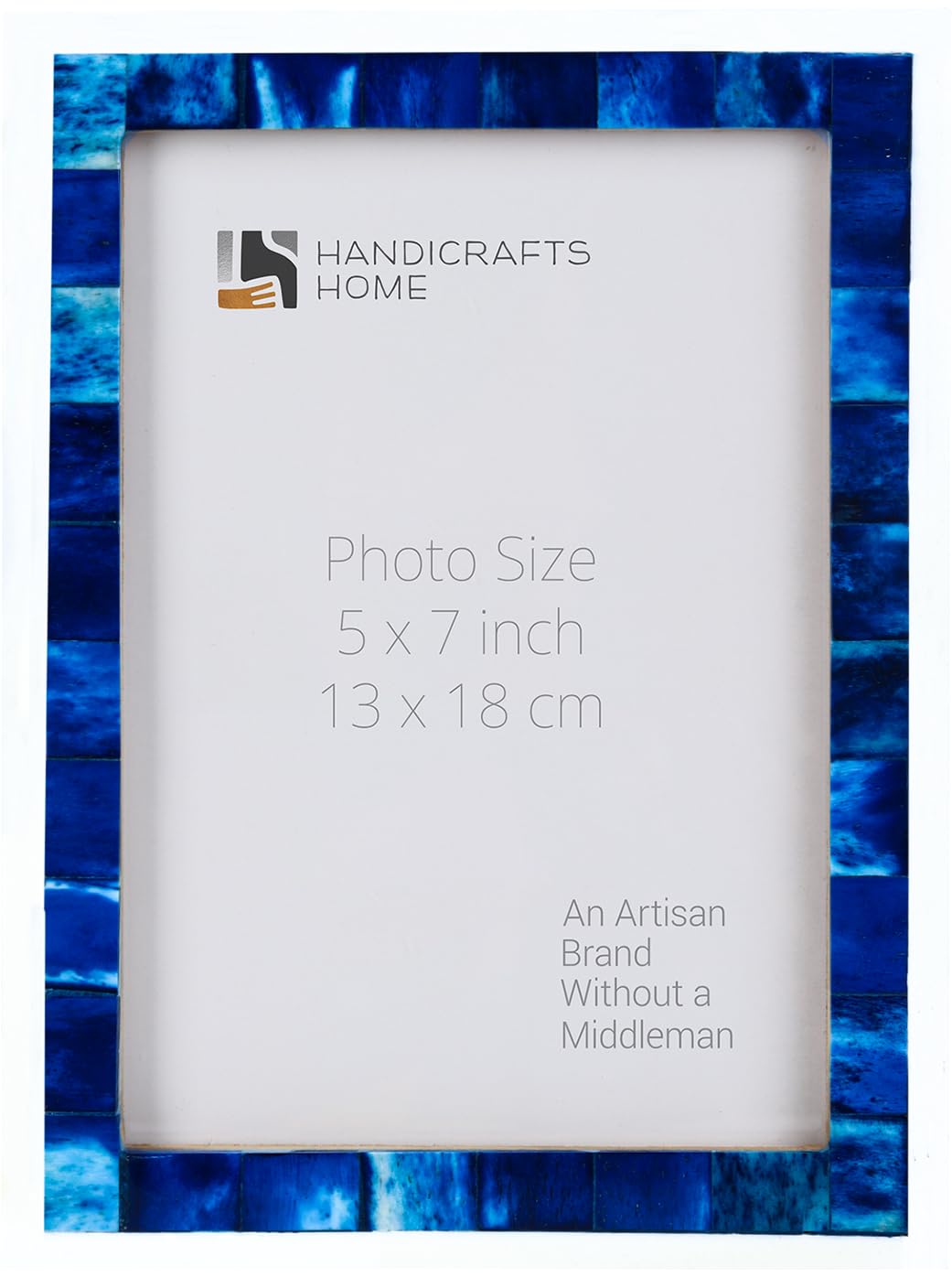 Handicrafts Home Unique Mosaic Picture Frame 5x7 Blue Vintage Wall Décor, Ideal for Stylish Displays, Boho Chic Décor, Home Office Decor, Wedding Gifts, Anniversary Presents & Memorable Keepsakes