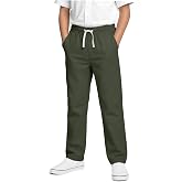 YooAurvox Boys School Uniform Pants | Back to School Clothes, Lightweight Chino Pants, Elastic Waist Drawstring, Straight Leg with Pockets, Dressy Pull on Trousers