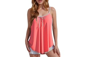 Weinexra Tankini Swimsuits for Women Tummy Control Two Piece Bathing Suits Tank Top with Boyshorts Modest Loose Fit Swimwear