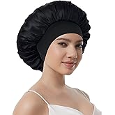 100% Mulberry Silk Bonnet for Sleeping Women, Real Pure Silk Bonnets, Double Layer Sleep Cap with Elastic Band for Curly Hair