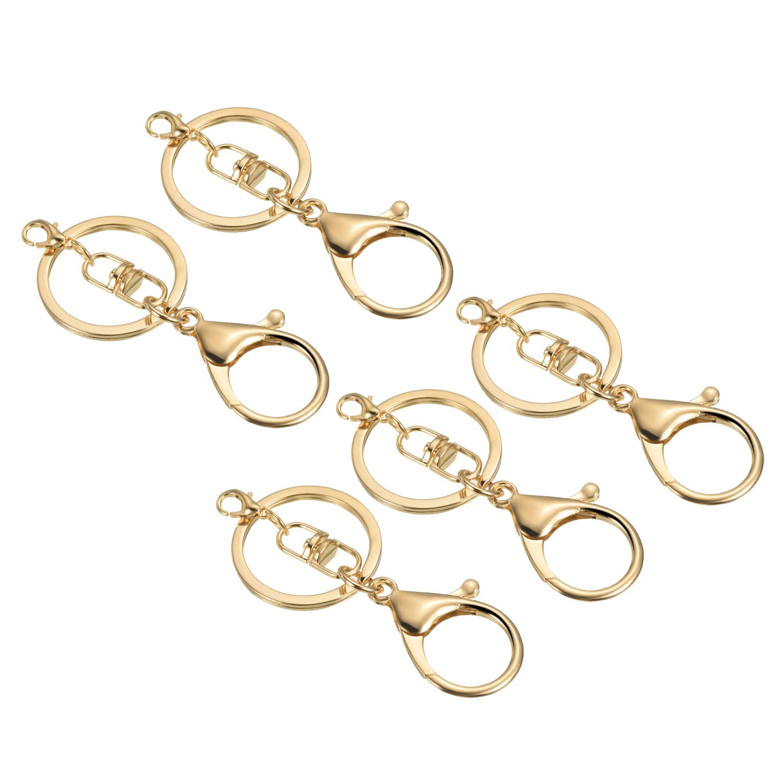 PATIKIL Key Chain Rings, 5 Pack Lobster Clasps Keyring Snap Hook Keychain Holder for Arts DIY, Gold