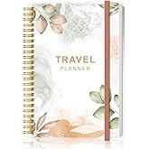 Travel Journal for Women &amp; Men, Vacation &amp; Road Trip Planner Organizer, Travel Notebook for 6 Trips, Trip Planner Gift to Record Memories and Adventures from Special Trips, 5.8" x 8.5", Rose Leaf