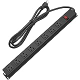 Metal 8 Outlet Mountable Power Strip, Wall Mount Outlet Power Strip Heavy Duty, Wide Spaced Commercial Shop Power Strip with