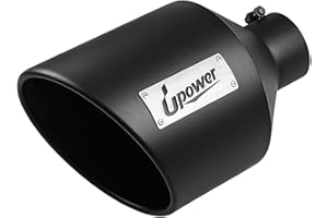Upower Exhaust Tips 4" Inlet 10" Outlet 15" Black Long Stainless Steel Bolt-On