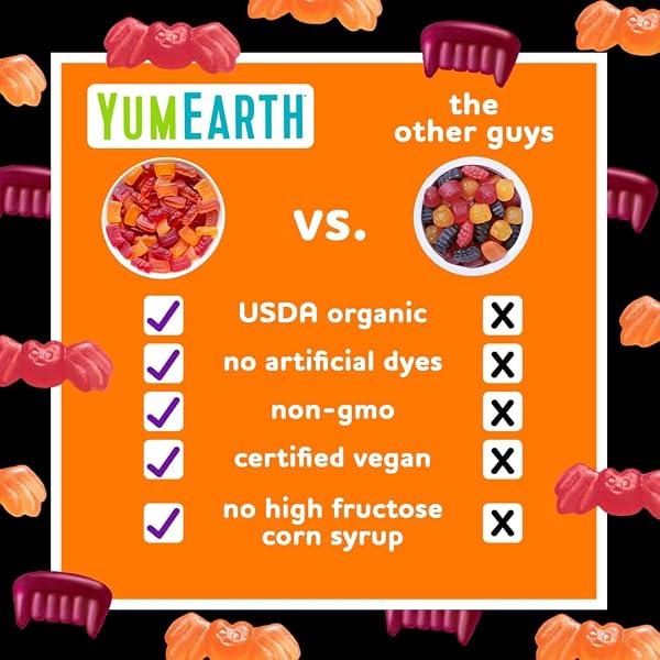 YUMEARTH ORGANIC HALLOWEEN GUMMY FRUITS – FRUITY CANDY SNACK PACKS, GLUTEN FREE SNACKS FOR KIDS – ALLERGY FRIENDLY, NON-GMO, NO ARTIFICIAL DYES – ASSORTED FLAVORS, 7.5 OZ (PACK OF 15)