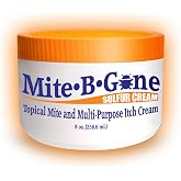 Mite Treatment for Humans, Sulfur Cream by Mite-B-Gone - 8 oz, Made in USA | Mite Bites, Itching &amp; Irritation | 10% Sulfur &amp; Tea Tree Oil | Family-Size Topical Care for Adults, Children &amp; All Skin Types