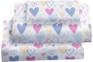 Softan Kids Bed Sheet Set, 3-Piece Twin Sheets Set, Microfiber Fitted Sheet with 15 Inches Deep Pocket and Corner Straps, Bre