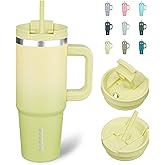 BJPKPK 30 oz Tumbler With Handle Insulated Tumblers With Lid And Straw Stainless Steel Thermal Cup,Lime