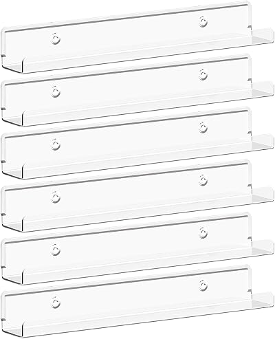 Lifewit Floating Shelves for Vinyl Records 6 Pack 12 inch Clear Acrylic Wall