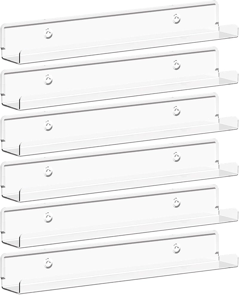 Lifewit Floating Shelves for Vinyl Records 6 Pack 12 inch Clear Acrylic Wall