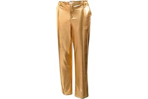 GENEMEN Mens Metallic Pants Jogger Sequin Disco Straight Legs Trousers Rave Outfit with Pockets