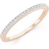 Dazzlingrock Collection 0.08 Cttw Womens Diamond Wedding Band - Real Round Natural White Diamond Minimalist Thin Stackable Ring for Her in 10K Solid Gold