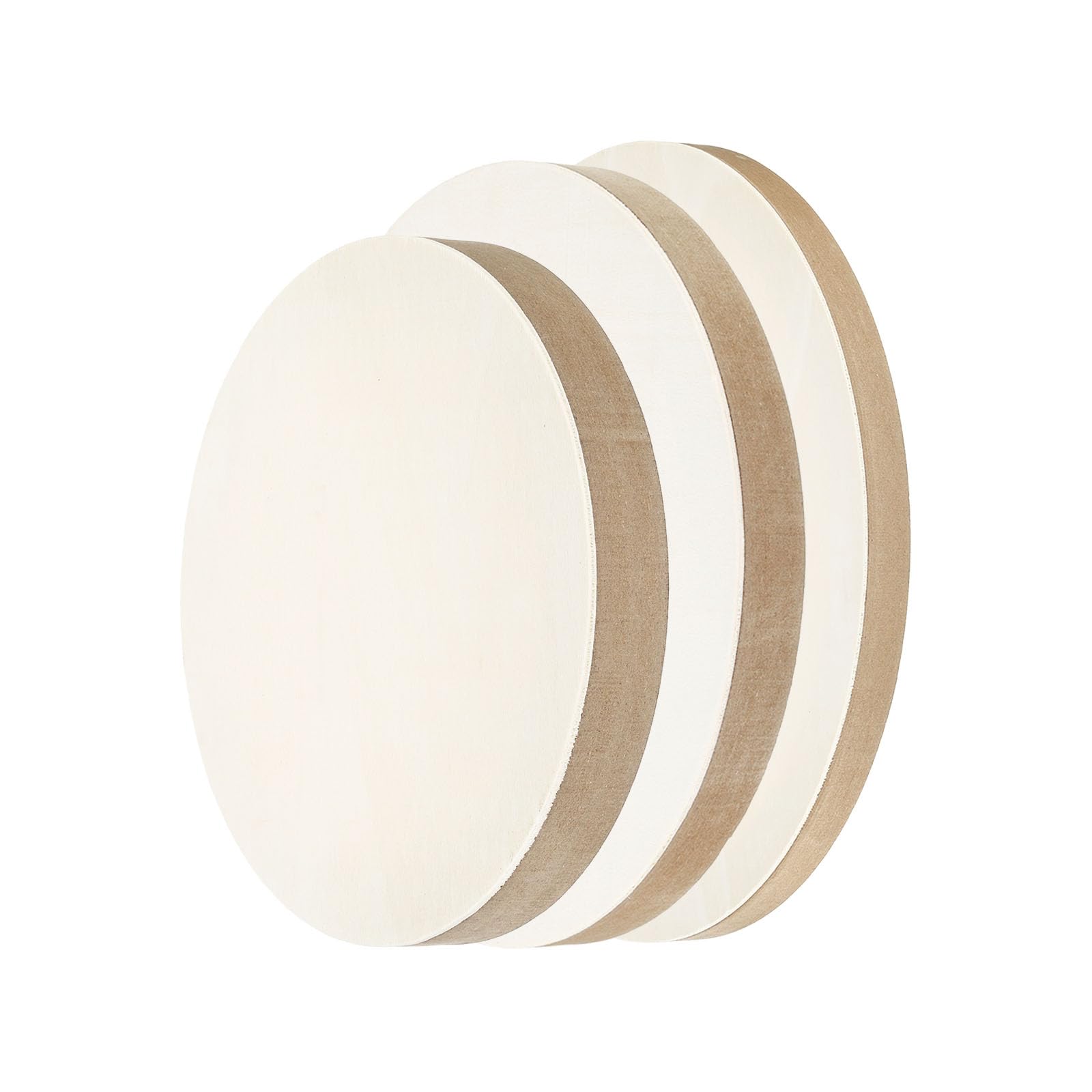 PATIKIL 6'' 8'' 12'' Wood Panels Board, Unfinished Round Art Wood Canvas Panel Painting Boards for DIY Craft Painting Use, Wood Color,(pta230919tt000787eu)