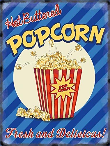 ART/ARTWORK - Licensed Collectibles, Vintage, Antique And Original Designs - FOOD &amp; BEVERAGE [354210089] - "Popcorn" [retro style] [lovely image and stylish design] - Artwork/Sign Is Paint On Metal [MSOMS]