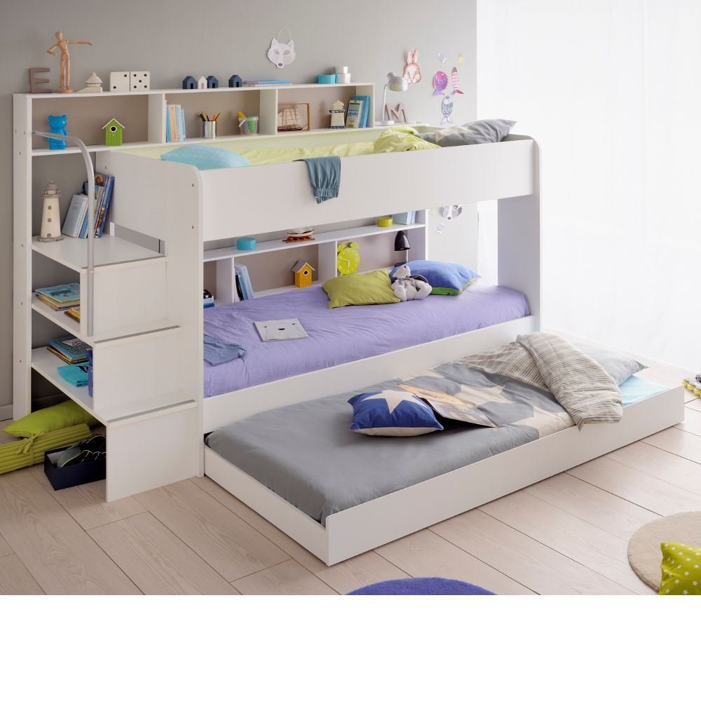 Storage Bunk Bed With Trundle Guest Bed Happy Beds Bibop 2 White