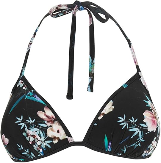 LIPSY Women Amelia Floral Bikini Top Black US 12 (UK 16
