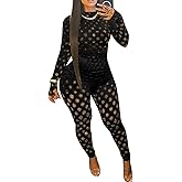 Mojessy Sexy 2 Piece Outfits for Women Clubwear Hollow Out Long Sleeve Crop Top Bodycon Pants Set Birthday Outfits