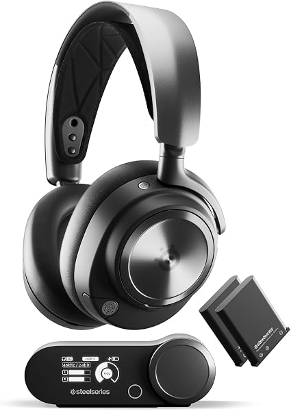 SteelSeries Arctis Nova Pro Wireless Multi-System Gaming Headset - Premium Hi-Fi Drivers - Active Noise Cancellation - Infinity Power System - ClearCast Gen 2 Mic - PC, PS5, PS4, Switch, Mobile - 1