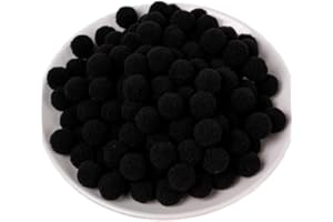 QIKAARA 500 Pieces Pom Poms Black, 0.6 inch Small Craft Pompoms, Soft Fluffy Puff Balls for DIY Arts and Bulk Craft Making Decorations Supplies (Black, 1.5 cm / 15 mm)