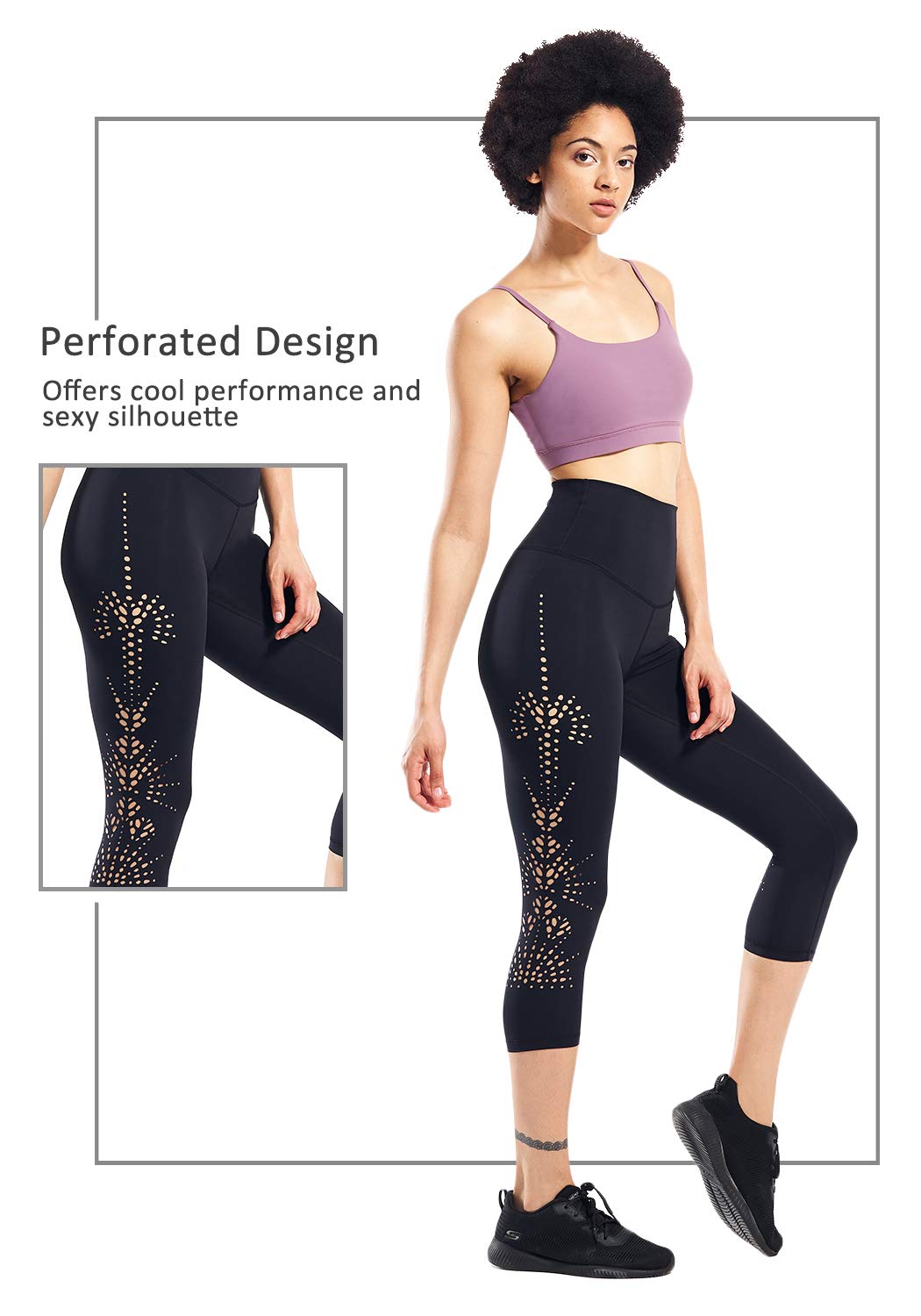 Matymats High Waist Yoga Pants - Tummy Control Workout Leggings Active Yoga Lounge Capri Pants for Women Black