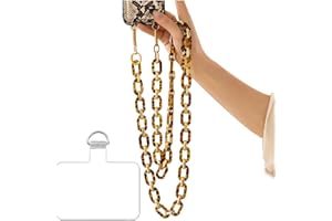 Turkalla Phone Crossbody Chain Cell Phone Lanyard,Acrylic Shouder Strap Universal Cellphone Chain Strap with Tether Patches Compatible with Most Phones Bag Purse (P)