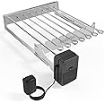 only fire Stainless Steel Electric Skewer Turner, Rotated Grilling Rack Shish Kabob Set with 7 Skewers and Dual-Purpose 110V