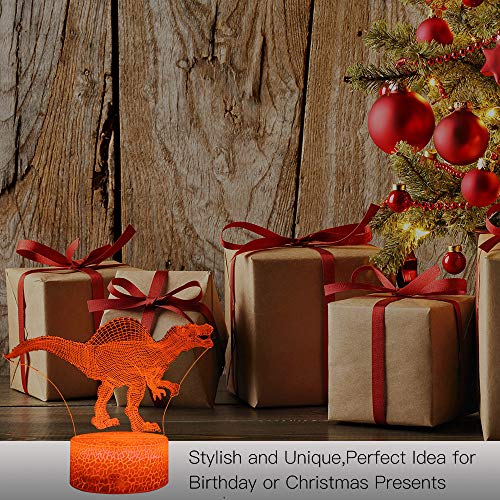 5 Dinosaur+Dimmable+Nightlight+Christmas+Spinosaurus