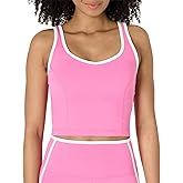 Amazon Essentials Women's Active FormFlex Buttery Soft Light Support Crop Tank with Bra and Contrast Trim