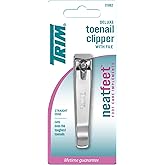 TRIM Neat Feet Straight Deluxe Toenail Clipper File, Stainless Steel, 1Ct | Heavy-duty precision blades easily cut thick fungal edges to prevent painful ingrowns; includes built-in fold-out smoother.
