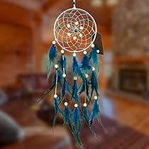 AWLEE Blue Dream Catchers, Handmade Feather Native American