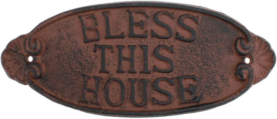 Treasure Gurus Cast Iron Bless This House Sign ~ Religious Plaque