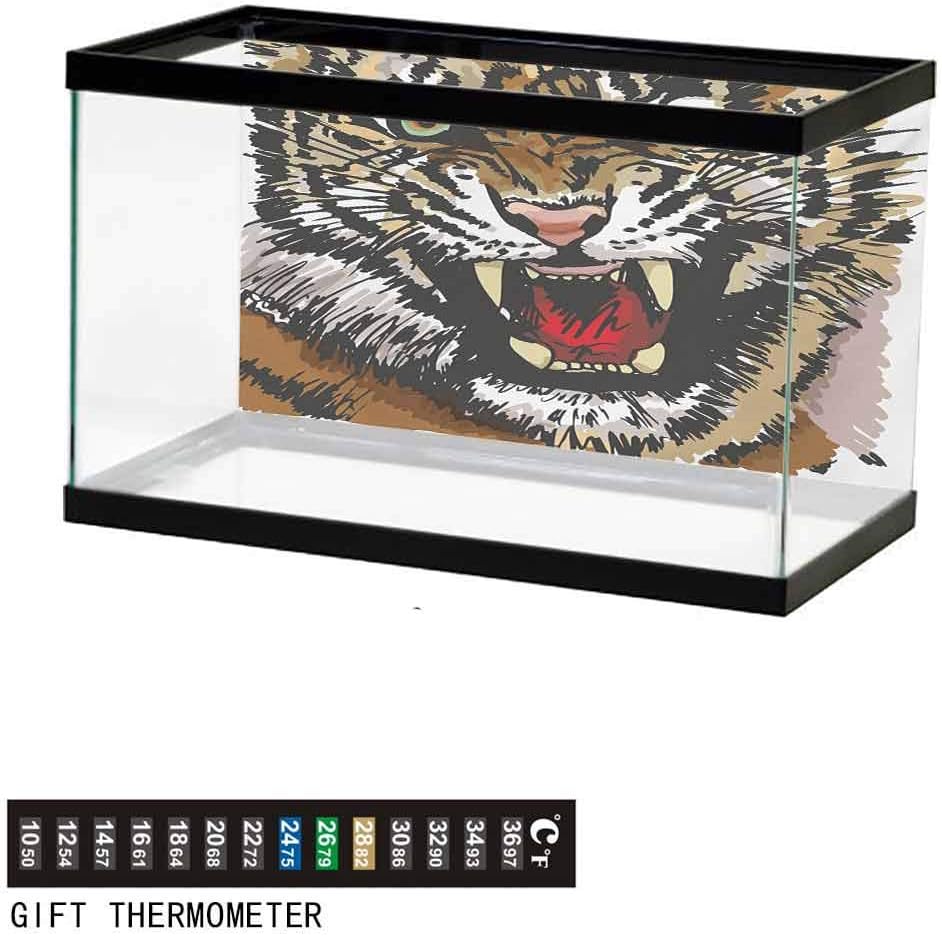 wwwhsl Aquarium Background,Poster Fish Tank Background,Black Stripes of a Large Cat Nature Scenes Beautiful Sublime Beast Digital Artwork Underwater Poster Fish Tank Wall Decorations Sticker