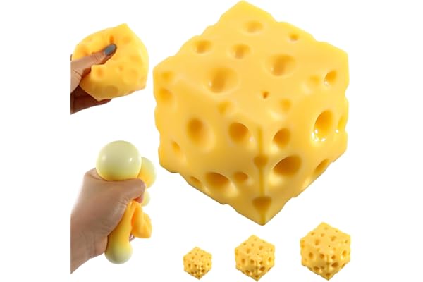 Cheese Squishy (6cm),Cheese Block Squeeze Toy,Squishies Stress Relief Fidget Toy,Stocking Stuffer Novelty Gifts for Birthday (2.4 inch)
