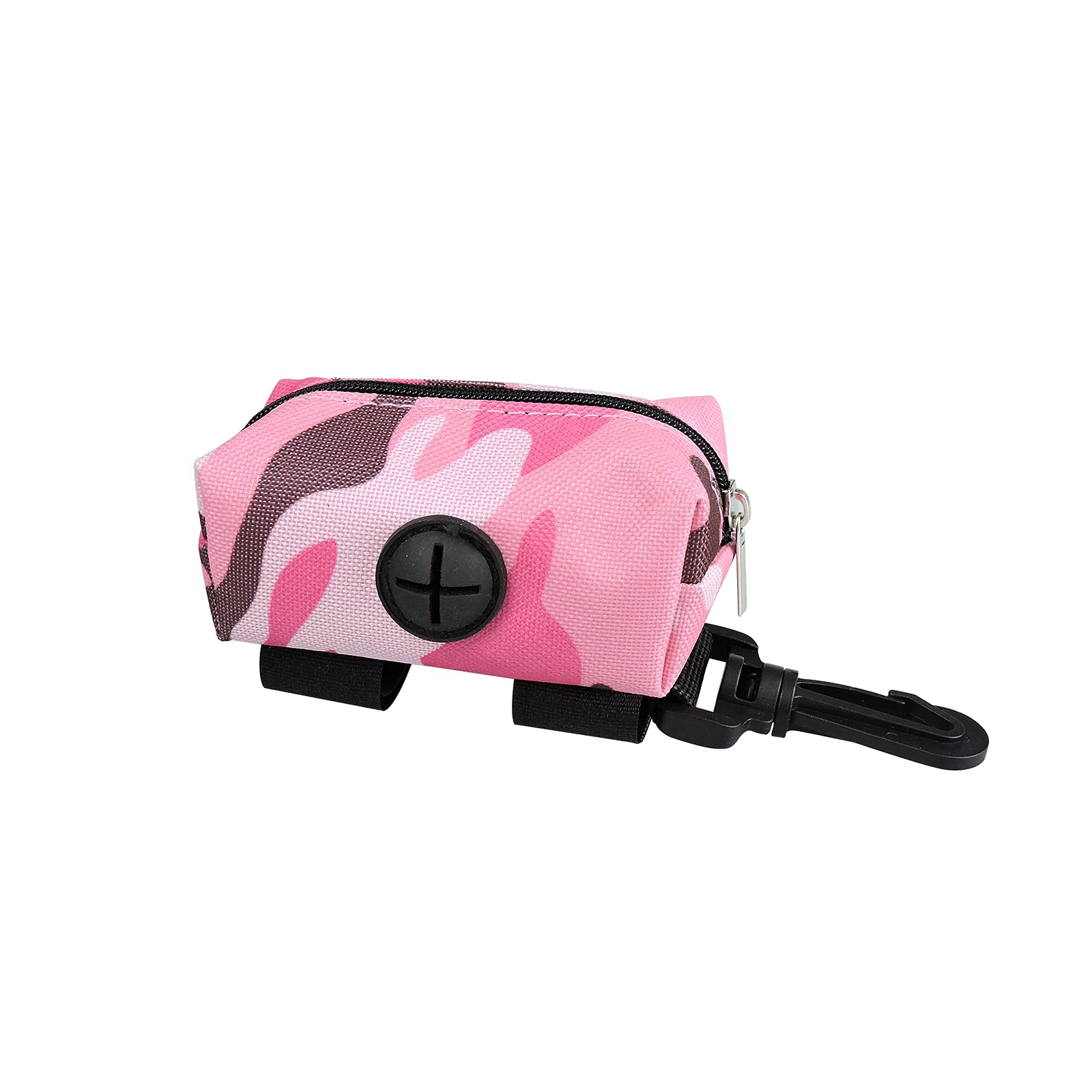 Andiker Dog Waste Bag Dispenser, Portable Dog Poo Bag Holder Leash Attachment with Zipper Pouches for Belt Leash (Pink)