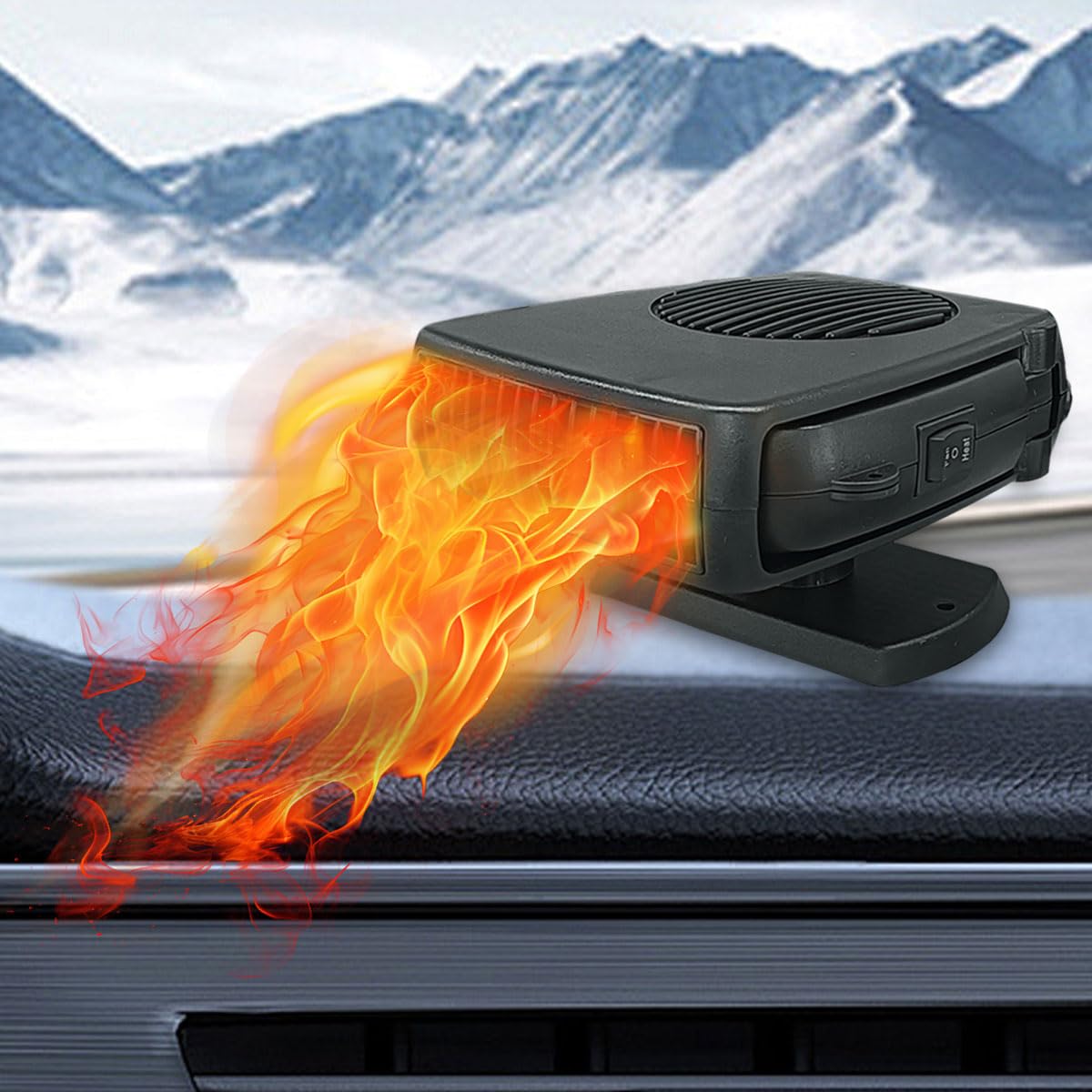 Photo 1 of 12V 200W Portable Car Heater, Car Windshield Defogger Defroster with 360 Degree Rotary & Cigarette Lighter Plug-in, 2 in 1 Auto Windscreen/Window Heater Fast Heating & Cooling Fan