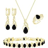 LMXXVJ Jewelry Set for Women,Teardrop Cubic Zirconia Necklace Earrings Adjustable Ring Bracelet Jewelry Set Formal Jewelry Gift