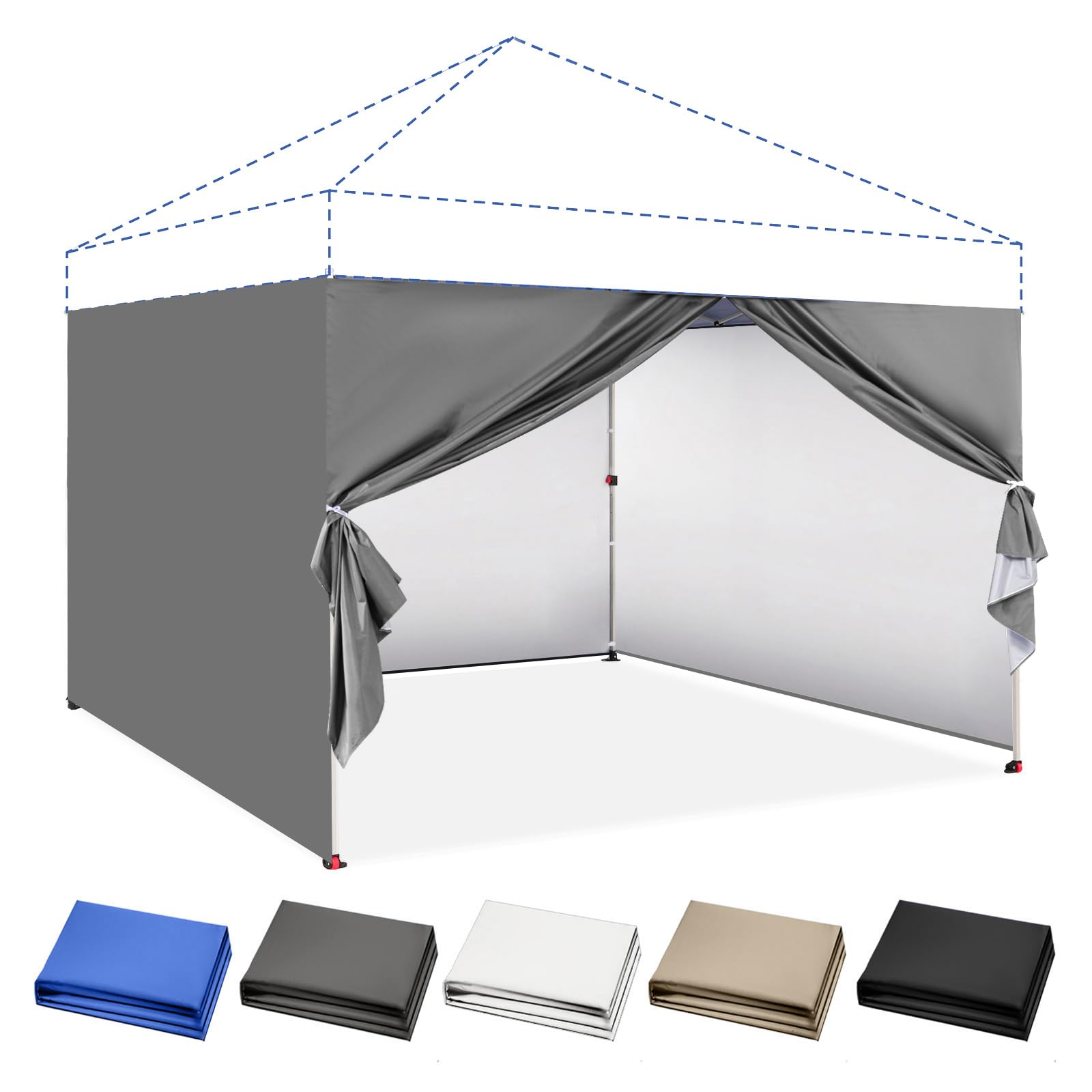 Photo 1 of CROWN SHADES 10x10 Canopy Sidewalls (4pck) - Canopy Walls 10x10, Sidewalls for Canopy - Canopy Cover, Canopy Accessories, Grey