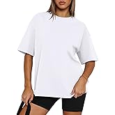 REORIA Womens Oversized Summer T Shirt Short Sleeve Crewneck Workout Top Plus Size Casual Tee 2025