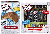 Tech Deck Build-A-Park - Flat Ramp Grind Rail (Brown) and a Tech Deck Sk8shop Bonus Pack (styles vary) Including Blizy keychain