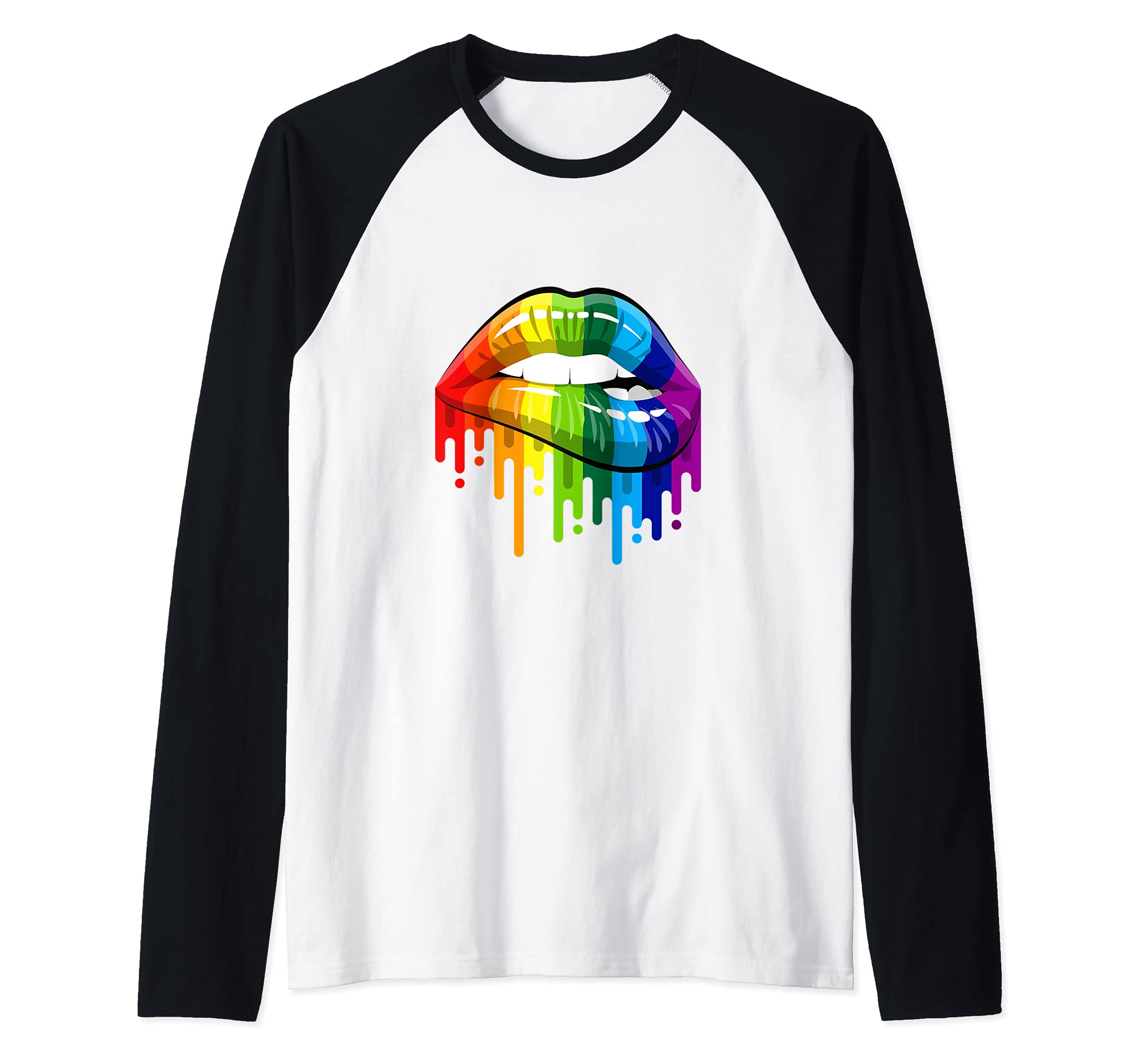LGBT rainbow kissable mouth TeePride Gay CSD gift Raglan Baseball Tee