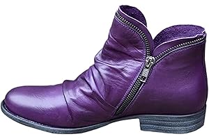 Lausiuoe Boots For Women Ankle Booties Flat Comfortable Casual Dressy Western Elegant Wide Width Fashion Boot Pull-On