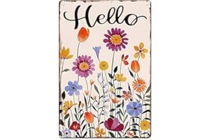 LETNSPK Hello Spring Floral Garden Signs Colorful Flowers Summer Decor Flower Pictures Wall Decor Yard Signs