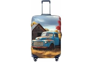Qewfoju Vintage Truck Farm Scene for Washable Luggage Cover Suitcase Protector Elastic Suitcase Cover Protector Fits 18-32 In