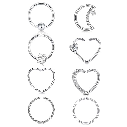 QWALIT 16g 20g Daith Earrings Heart Moon Daith Piercing Jewelry