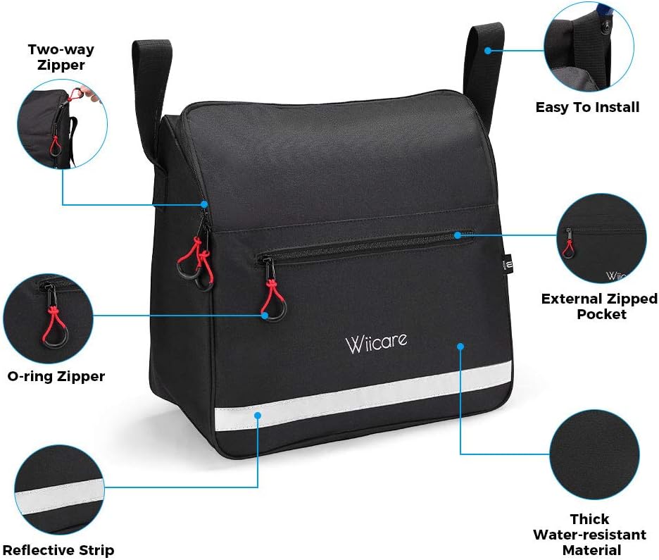 ISSYAUTO Wheelchair Bag, Wheelchair Backpack Bag, Wheelchair Back Bag Provide Large Storage Space with Inner Pocket Easy Install - 16" x 16": Health & Personal Care