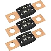 Joinfworld 3Pcs 200A MEGA Fuse, High Current Bolt Mount Automotive 200 Amp MEGA/AMG Fuse for Cars, Trucks, Construction Vehic
