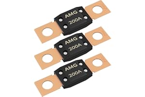Joinfworld 3Pcs 200A MEGA Fuse, High Current Bolt Mount Automotive 200 Amp MEGA/AMG Fuse for Cars, Trucks, Construction Vehicles, Buses, Caravan Cars, Boats